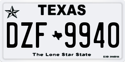 TX license plate DZF9940