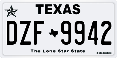 TX license plate DZF9942