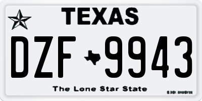 TX license plate DZF9943