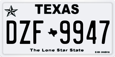 TX license plate DZF9947