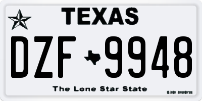 TX license plate DZF9948