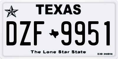 TX license plate DZF9951