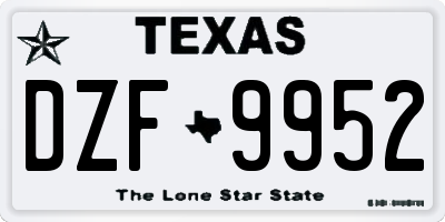 TX license plate DZF9952