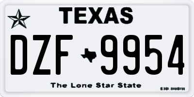 TX license plate DZF9954