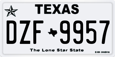TX license plate DZF9957