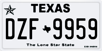 TX license plate DZF9959