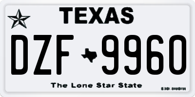 TX license plate DZF9960
