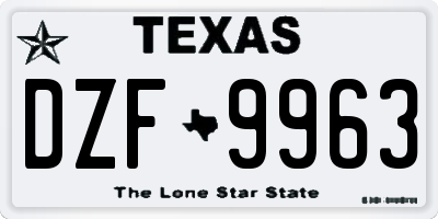TX license plate DZF9963