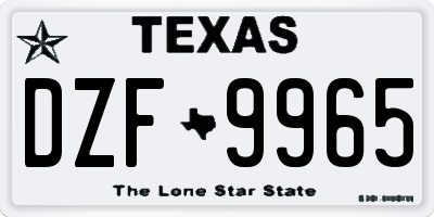 TX license plate DZF9965