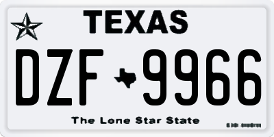 TX license plate DZF9966