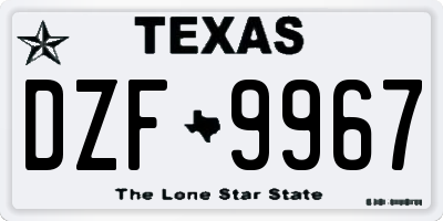 TX license plate DZF9967
