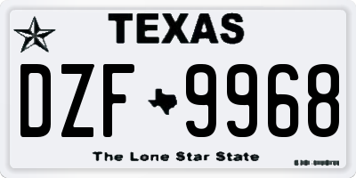 TX license plate DZF9968