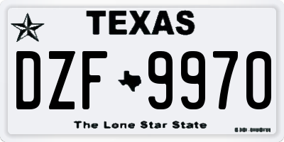 TX license plate DZF9970