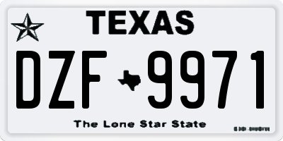 TX license plate DZF9971