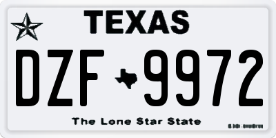 TX license plate DZF9972