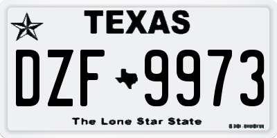 TX license plate DZF9973