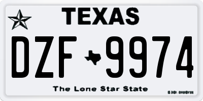 TX license plate DZF9974
