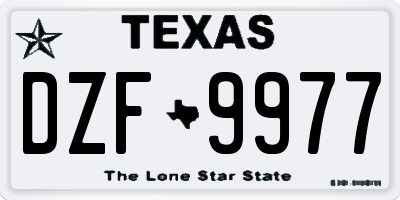 TX license plate DZF9977