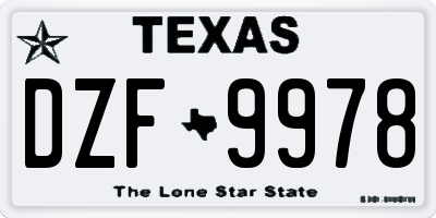TX license plate DZF9978