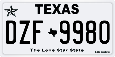 TX license plate DZF9980