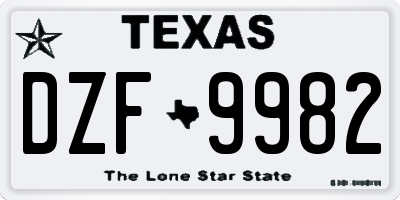 TX license plate DZF9982