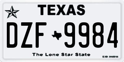 TX license plate DZF9984