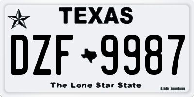 TX license plate DZF9987