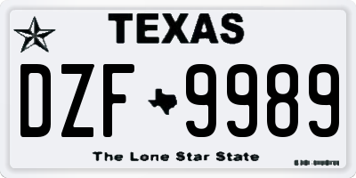 TX license plate DZF9989