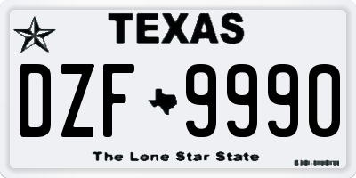 TX license plate DZF9990