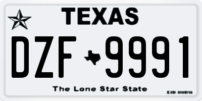 TX license plate DZF9991