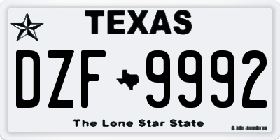TX license plate DZF9992