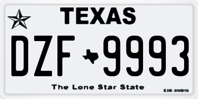 TX license plate DZF9993