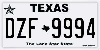 TX license plate DZF9994