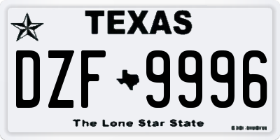 TX license plate DZF9996