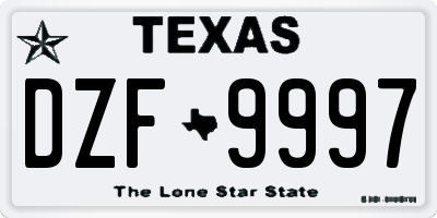 TX license plate DZF9997