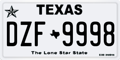 TX license plate DZF9998