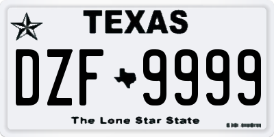 TX license plate DZF9999