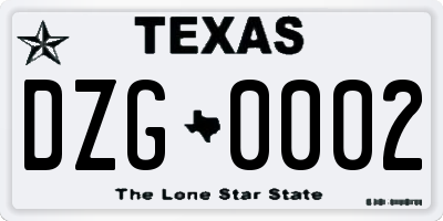 TX license plate DZG0002