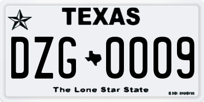 TX license plate DZG0009