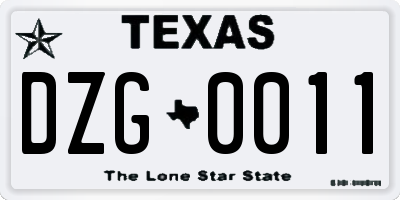 TX license plate DZG0011