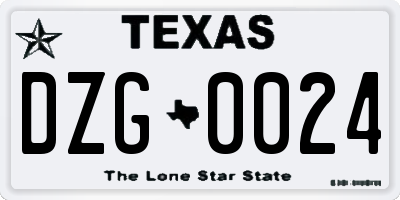 TX license plate DZG0024