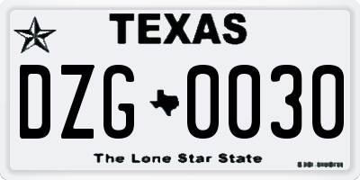 TX license plate DZG0030