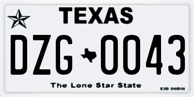 TX license plate DZG0043