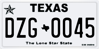 TX license plate DZG0045