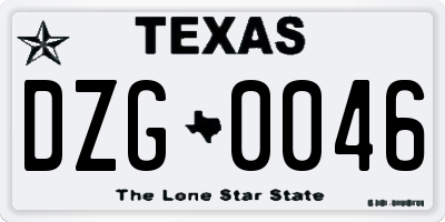 TX license plate DZG0046