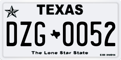TX license plate DZG0052