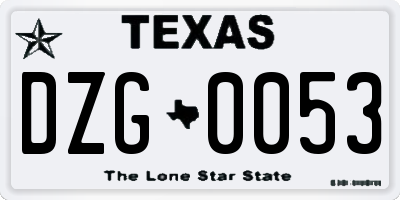TX license plate DZG0053
