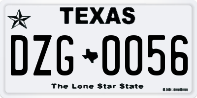 TX license plate DZG0056