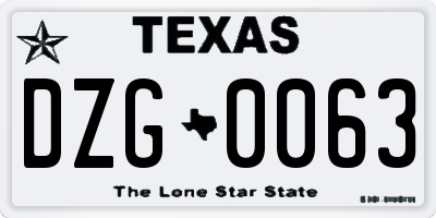 TX license plate DZG0063