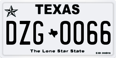 TX license plate DZG0066